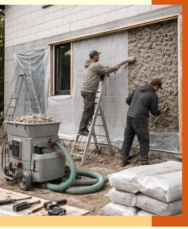 Утепление дома из газобетона эковатой в Подольске от 4688 руб./м2 | ТепломастерПдл